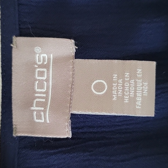 Chico's Navy Embroidered Crinkle Open Front Jacket Size Small - Picture 7 of 8